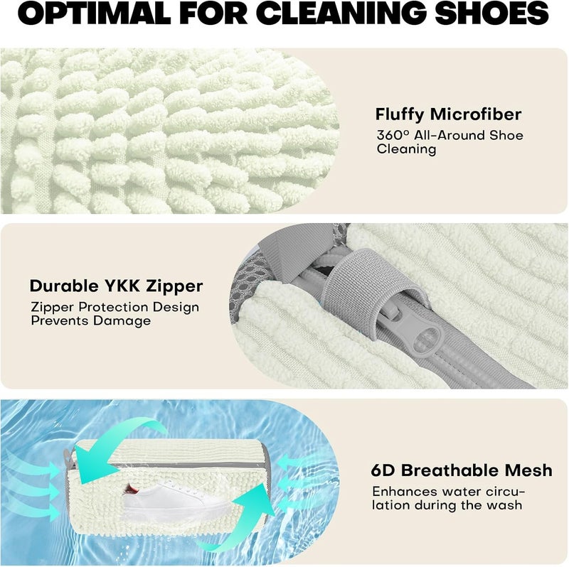 NMQHPA Shoe Washing Machine Bag: Laundry Shoe Bag for Washer and Dryer - 2pc Reusable Shoe Cleaning Bag for Sneaker Tennis Shoes Unstain Cleaner Kit(2 Pcs) - Image 3